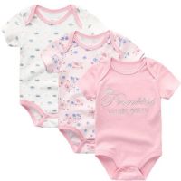 2022 Floral Baby Jumpsuits baby bodysuits 3 Pieces/lot Underwear Cotton Newborn Short Sleeve Body Suit Baby Girls Clothing Set