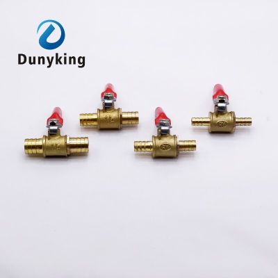 red handle small Valve 6mm-12mm Hose Barb Inline Brass Water Oil Air Gas Fuel Line Shutoff Ball Valve Pipe Fittings Plumbing Valves