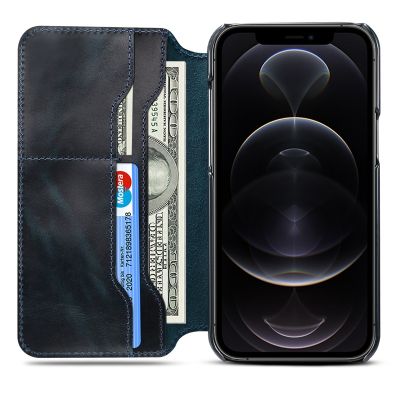 Solque Real Genuine Leather Flip Book Case For iPhone 13 Pro Max Mini 13Pro Luxury Retro Vintage Card Wallet Mobile Phone Cover