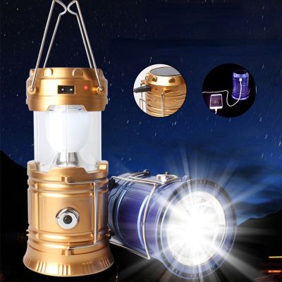 Camping Lamp USB Rechargeable Camping Light Outdoor Tent Light Lantern Solar Power Collapsible Lamp Flashlight Emergency Torch