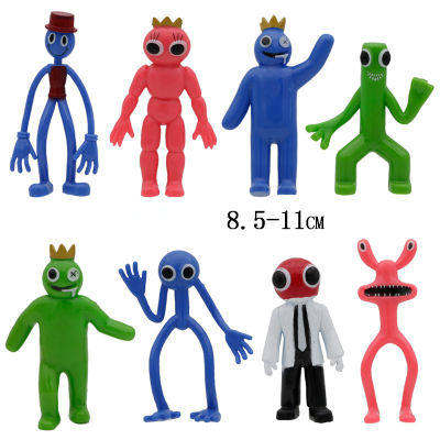 6/8ชิ้นสายรุ้งเพื่อนของเล่นการ์ตูนเกมตัวละครรูปตุ๊กตา Kawaii มอนสเตอร์สีฟ้ารูปการกระทำสัตว์ของเล่นสำหรับเด็ก