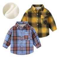 Plaid Flocking Winter Shirts For Boys Thick Thermal Fleece Toddler Fall Jacket Warm Coat Kids Clothes Children Outfits