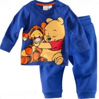 Winnie เสื้อยืด + กางเกงขาสั้นสำหรับเด็กผู้ชาย,2-7Y 100% ฝ้ายฤดูใบไม้ผลิฤดูใบไม้ร่วงเด็กผู้หญิงลายหมีพูห์ชุดนอนใส่อยู่บ้าน