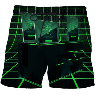 Future technology rendering 3D Print Mens Shorts Beach Shorts Summer Casual Loose Sport Short pants swim shorts men Mens clothes