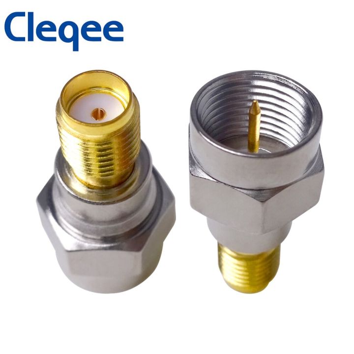 cleqee-1pc-f-connector-to-sma-convertor-female-jack-to-male-plug-straight-rf-coaxial-adapter-gold-tone-electrical-connectors