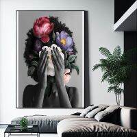 Vibrant Abstract ผู้หญิงแอฟริกันภาพ Graffiti ภาพวาดผ้าใบดอกไม้ที่มีสีสันโปสเตอร์และพิมพ์ Nordic Wall Art Mural Room Decor Gift