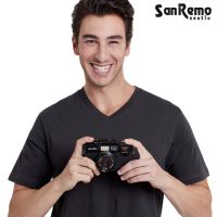 Sanremo Soft &amp; Comfort เสื้อยืดชาย แขนสั้น คอวี แซนรีโม เนื้อเรียบละเอียดนุ่ม บางเบา ไม่ขึ้นขน ใส่สบาย สีมะฮอกกานี  NIS-SCA2-MG