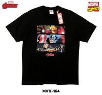 ลิขสิทธิ์แท้จาก Marvel เสื้อยืด Marvel Avengers Iron man Captain America Hawkeye แขนสั้นผู้ชาย สีดำ Official licences mvx-164