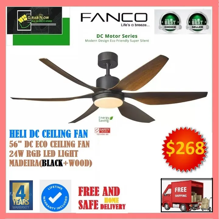 Fanco Heli 6 Blades Dc Ceiling Fan With Remote Control And Led 3 Tone Colour Light Sizes 56 66 Madeira Life Time Warranty On Motor Free Express Delivery Lazada Singapore Fanco Heli 6 Blades Dc Ceiling Fan With, How To Choose Ceiling Fan Size Singapore