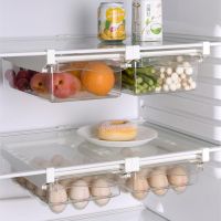 Kitchen Fruit Food Storage Box Slide Under Shelf Drawer Plastic Clear Fridge Organizer Box Rack Holder Refrigerator Drawer