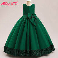 MQATZ Flower Girl Dresses Gown Green Christmas Lace Long Wedding Pageant First Communion Clothes For Children Formal Evening Vestidos LP-399