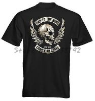 Mens T Shirt Bad To The Bone Motorcycle Biker Bobber Chopper Skull mens top tees cotton shirt XS-6XL