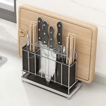 PremiumRacks Multifunctional Stainless Steel Knife Block- Utensil Hold