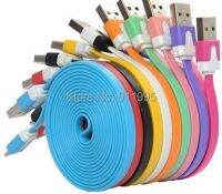 200pcs/lot 3m 10 FT Colorful Flat Noodle USB Charge Cable Cord for iPhone 6s 5 5S 5C 6