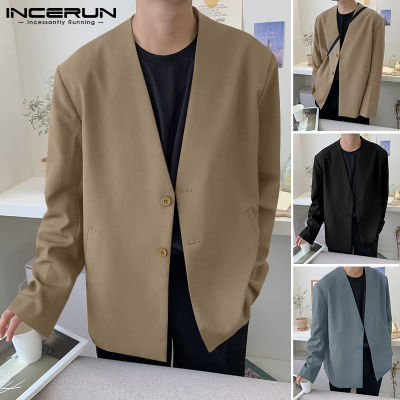 ۩✼卍 hnf531 Beehoo INCERUN Mens V Neck Long Sleeve Blazer Coats Casual Party Dinner Jackets
