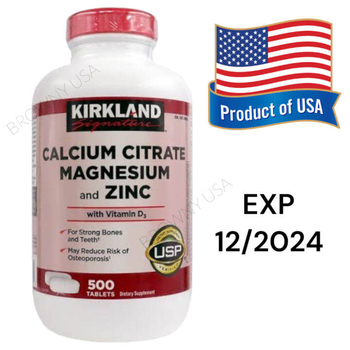 ของแท้ นำเข้า Kirkland Calcium Citrate Magnesium and Zinc with Vitamin