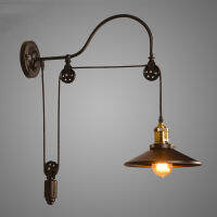 โคมไฟติดผนังอเมริกันเชิงเทียน Loft Industrial Vintage Pulley Retractable Lift Bar Aisle Hallway Lighting