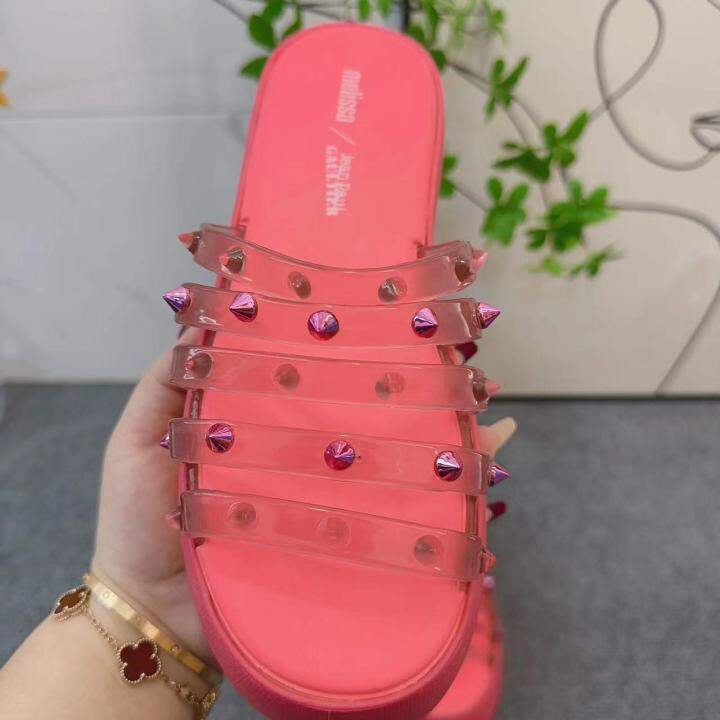 ready-stock-newmelissa-thick-sole-pyramid-shoes-slippers-summer-fashion-casual-beach-slippers