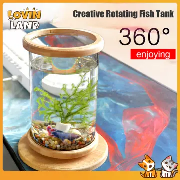 Small Fish Tank Decor Fish Bowl Accessories Betta Glass Bamboo