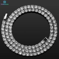 Vinregem Hip Hop Rock 2.5-5MM 925 Sterling Silver Created Moissanite Gemstone Fashion Cuba Chain Necklace Fine Jewelry Wholesale