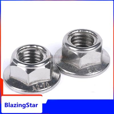 2/5pcs M4-M12 304 Stainless Steel Prevailing Torque Type All Metal Insert Hexagon Lock Nut With Flange Hex Self Locking GB6187