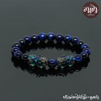 อาเป่า หินบลูไทเกอร์อาย พลอยตาเสือ Blue Tiger Eye (แต่งสี) ขนาด 8 มิล ประดับปี่เซียะ 5 ธาตุ 1 คู่ สีดำ ปี่เซียะเปลี่ยนสี ปี่เซียะ 5 สี คัดหิน