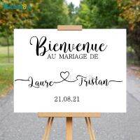 French Bienvenue Welcome To Our Wedding Heart Design Decal Wedding Reception Party Sign Welcome Removable Vinyl Stickers BE002 Traps  Drains