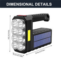 ยูเอสบี/พลังงานแสงอาทิตย์ชาร์จไฟฉาย COB โคมไฟไฟฉายข้างสำหรับกลางแจ้งไฟฉายมือถือฉุกเฉินกันน้ำไฟ LED แคมป์จากแสงอาทิตย์