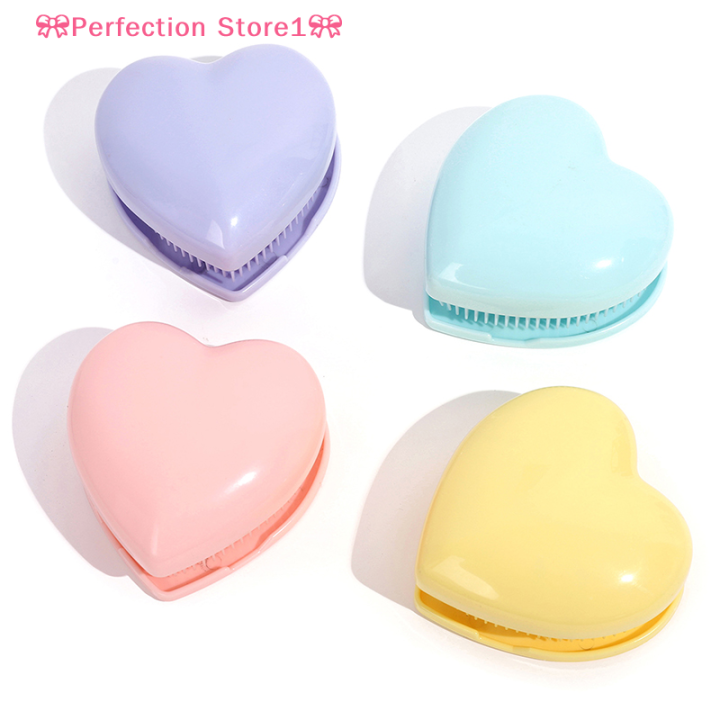 perfection-store1-แปรงหวีผมแบบพกพาสำหรับผู้หญิงหวีกระจกพับเก็บได้กระเป๋าใส่หัวใจขนาดเล็กพกพาได้สำหรับเดินทางพร้อมกระจกอุปกรณ์ตกแต่ง