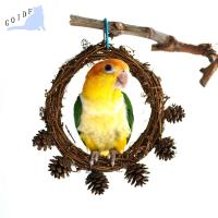 GOIDF กรง Conures แขวน เคี้ยว แฮนด์เมด บด ของเล่นนก Perch นกแก้วสวิง ตกแต่งกรวยไพน์