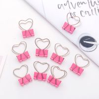 5 Pcs/lot Pink Clip Heart Hollow Out Metal Binder Clips Notes Letter Paper Clip Office Supplie