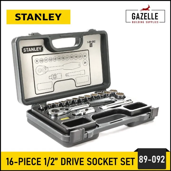 Stanley 16 Pieces 1/2 Drive Socket Wrench Set Model No. 89092 (824mm