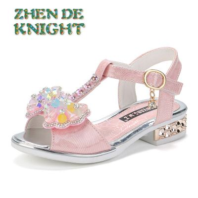 Girls Shoes Flat Heel Sandals Kids Girls Spring Summer Little Kids Shoes Princess Dress Bow Fashion Shoes Teenage Girls Sandals
