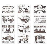 Farmhouse Kitchen Stencils Durable Painting Templates for Home Wall Decor 12pcs