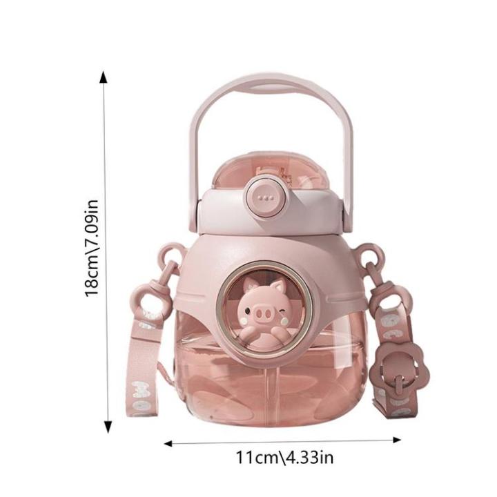 water-bottle-with-straw-lid-kids-tumblers-kids-tumblers-portable-1100ml-water-kettle-cute-shoulder-strap-gym-cycling-hiking-great