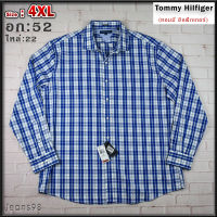 Tommy Hilfiger®แท้ อก 52 ไซส์ 4XL เสื้อเชิ้ตผู้ชาย ทอมมี่ ฮิลฟิกเกอร์ สีน้ำเงิน เสื้อแขนยาว เนื้อผ้าดีสวยๆ