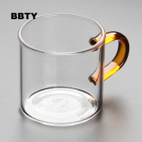 300ml Heat Resistant Transparent Thicken Glass Cup Drinking Utensils Colorful Handle Glass Tea Cup Glass Beer Mug For HomeTransparent