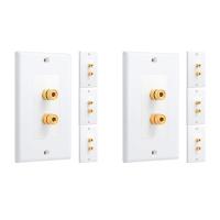 8 Pack Single Gang 1.0 Speaker Wire Wall Plate (Banana Plug Wall Plate) for 1 Speaker, White