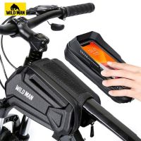 2023❏❁☒ NEW WILD MAN Bicycle Bags Front Frame MTB Bike Bag Waterproof Touch Screen Top Tube Mobile Phone Bag For Cycling Accessories