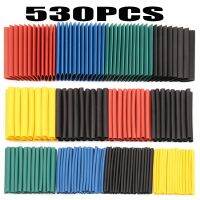 530pcs Heat Shrink Tubing Insulation Shrinkable Tube Assortment Electronic Polyolefin Ratio 2:1 Wrap Wire Cable Sleeve Kit Electrical Circuitry Parts