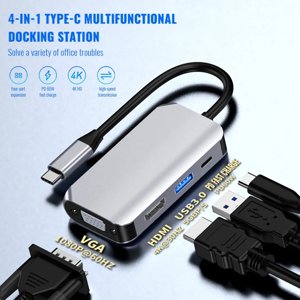 Adaptateur USB C to VGA 4K / HDMI / PD / USB 3.0 - HIGH S..