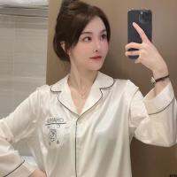 แฟชั่นใส่สบาย 97 คู่รัก 》 Da Rong Jia Bai Tou Jia Lao Long Sleeve Home Service Simple Camellia 《 ชุดสูท