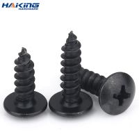 10pcs/lot M2.6 M3 M3.5 M4 M5 BLACK CARBON STEEL Phillips Truss Head Cross Recessed Mushroom Head Self Tapping Screws Nails Screws  Fasteners