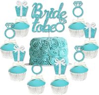 JOYMEMO Bachelorette Party Decorations Teal - Bride To Be Cake Topper,อาบน้ำเจ้าสาว Cupcake Toppers, Teal Table Decorations For Bridal Shower, Wedding Shower, Engagement Party-25Pcs