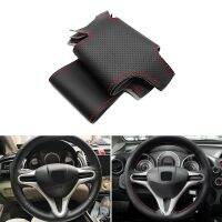 gthrrftdb For Honda Fit Jazz City 2009-2013 Insight 2010-2014 Car Steering Wheel Perforated Leather Hand Braid Cover Interior Accessories