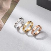 [COD] Korean version of the simple titanium steel rings do drop pigment circle pair closed word nail niche ring female wholesale