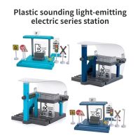 DIY Plastic Sound Light Toy Tram Station Scene Accessories Assembly Building Block Compatible Brand Wooden Railway Train Tracks