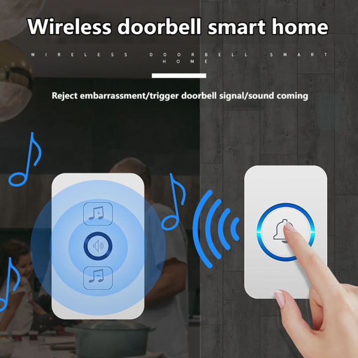 Wireless Doorbell Smart Home Door Bell Waterproof With 62 Ringtones ...