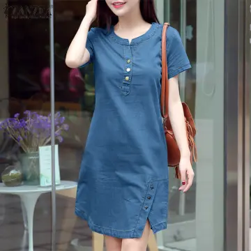 Váy jean liền thân dáng ngắn phối cổ trắng pha ren điệu đà,sang chảnh |  Shopee Việt Nam
