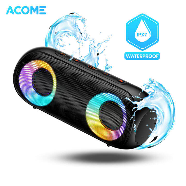 Acome Super Bass Speaker Bluetooth W Ipx Waterproof Rgb Light Rhyme Rave Party A